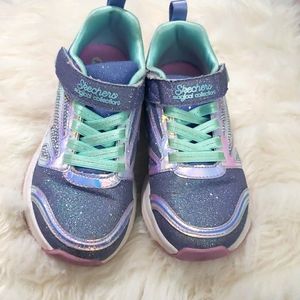Skechers Magical Collection Size 11 Lavender and Teal with Crystals.